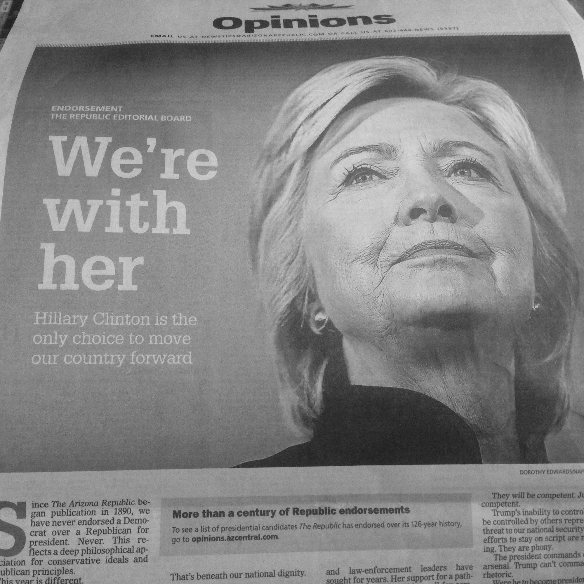 Arizona Republic apoya a Hillary