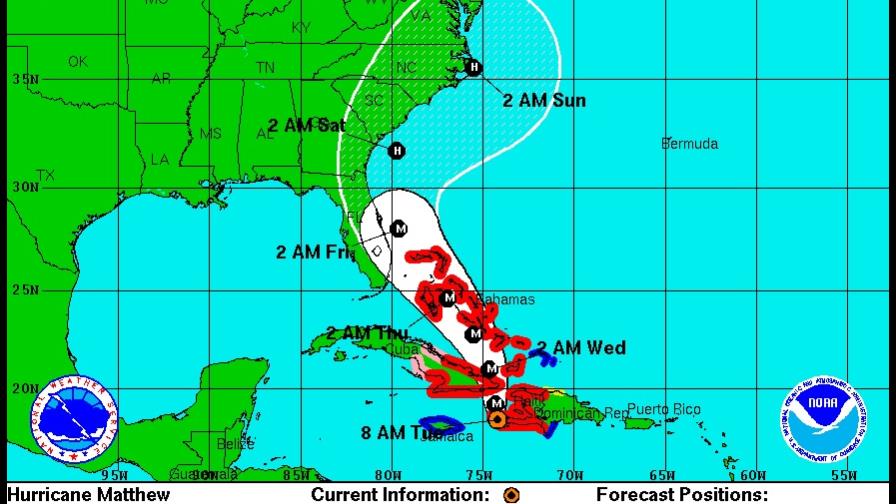 Ojo de potente huracán Matthew se encuentra en territorio haitiano