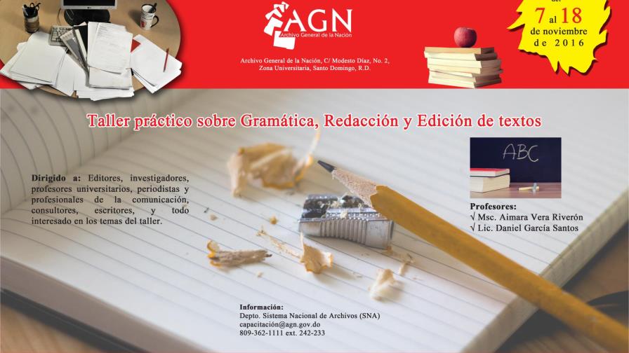 AGN impartirá taller práctico de gramática, redacción y edición de textos