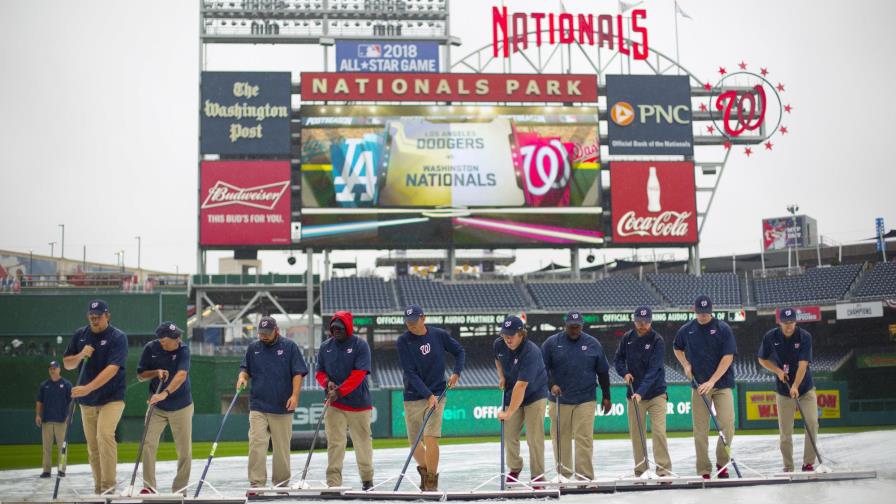 Lluvia pone en peligro el inicio del segundo partido entre Nacionales y Dodgers