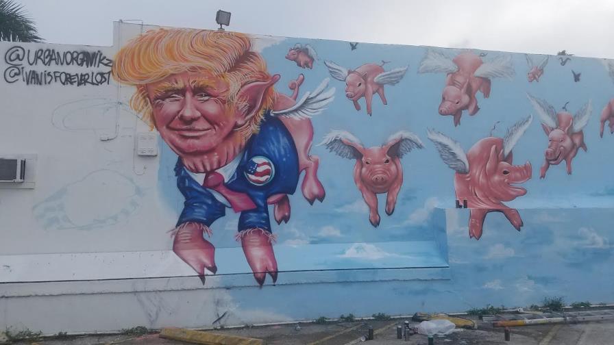 Eliminan mural de Miami que representaba a Trump como un cerdo alado