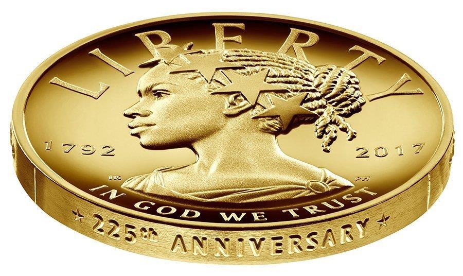Una moneda de oro celebra la Libertad como una mujer negra