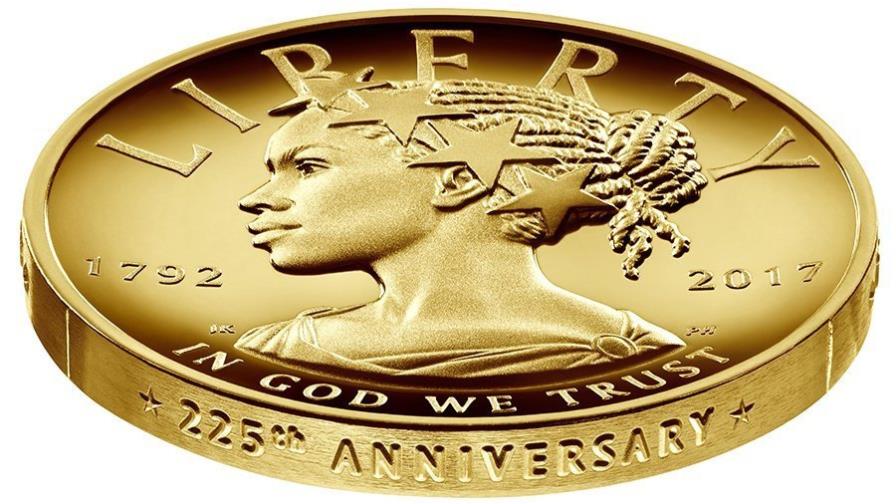 Una moneda de oro celebra la Libertad como una mujer negra