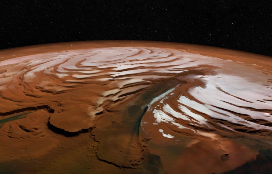La ESA muestra en detalle las espirales del casquete polar norte de Marte