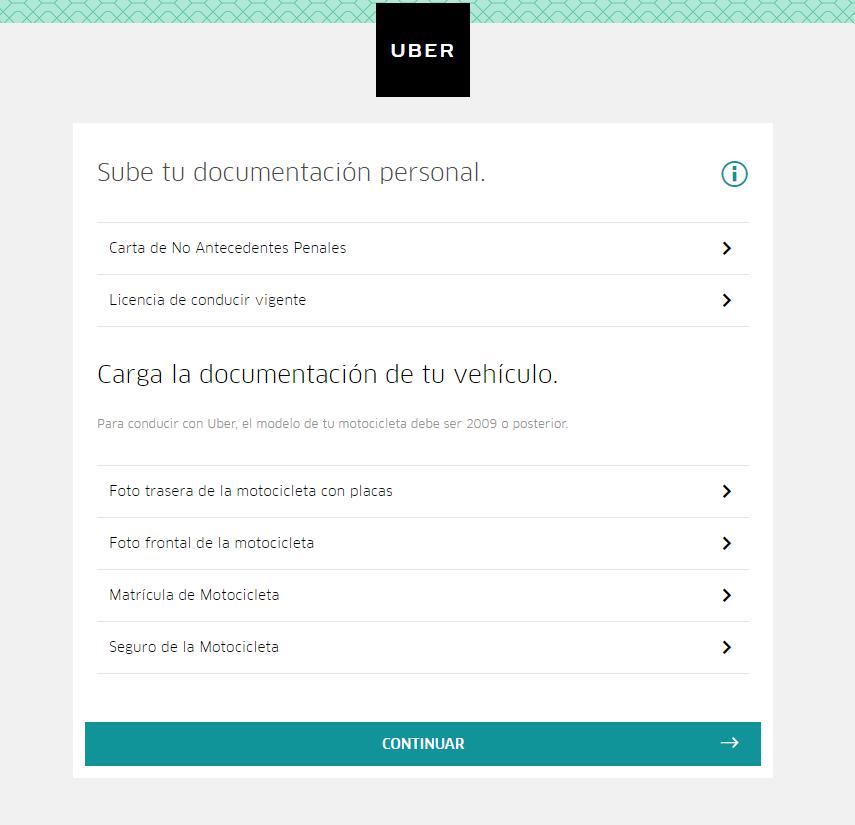 Plataforma para subir los documentos legales del motoconcho.