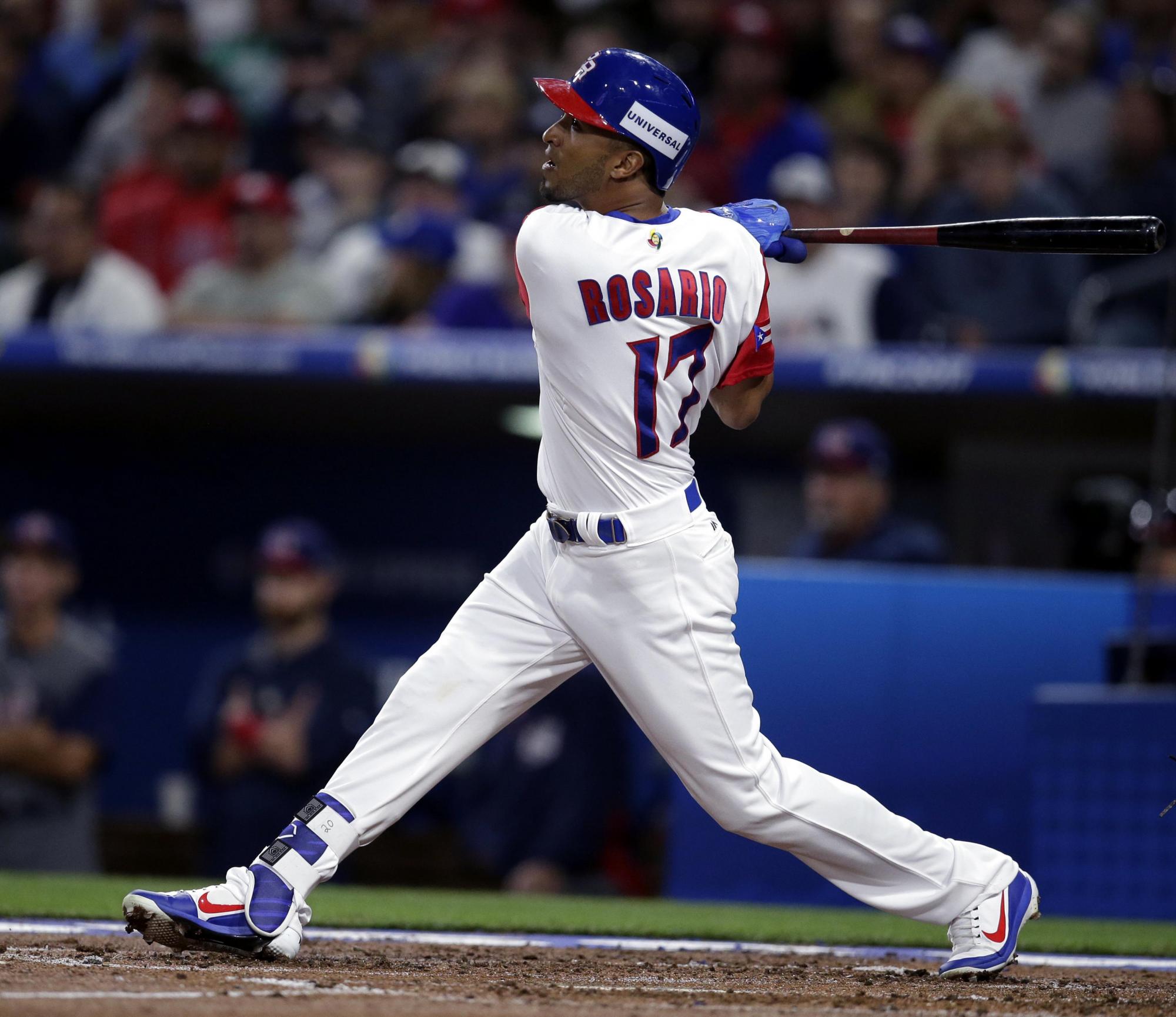 Vista del outfielder Eddie Rosario durante el partido contra Estados Unidos.