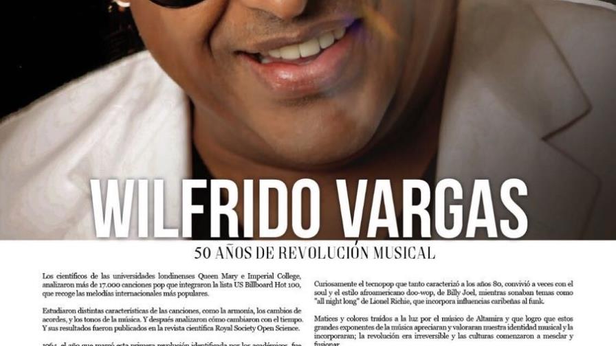 Wilfrido Vargas, reconocido por sus 50 años de revolución musical