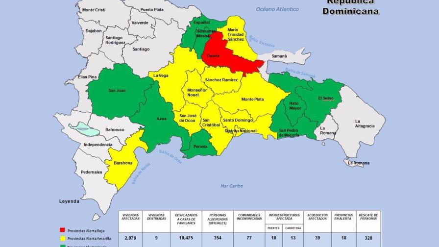 Provincias en alerta se reducen a 18 y los desplazados por lluvias a 10,475 Provincias en alerta se reducen a 18 y los desplazados por lluvias a 10,475