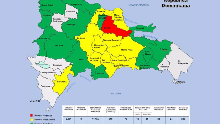 Aumentan provincias en alerta y desplazados por las lluvias