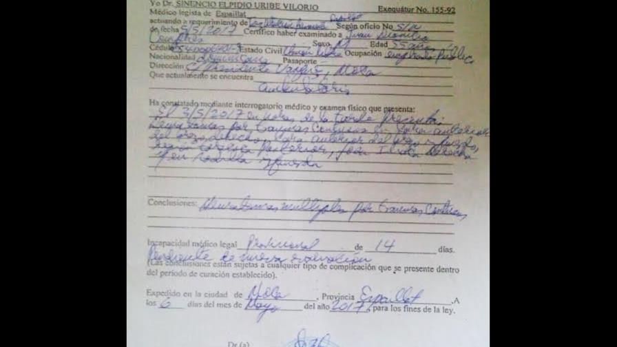 Dirigente popular de Moca presenta hematomas por traumas contusos, según el Inacif