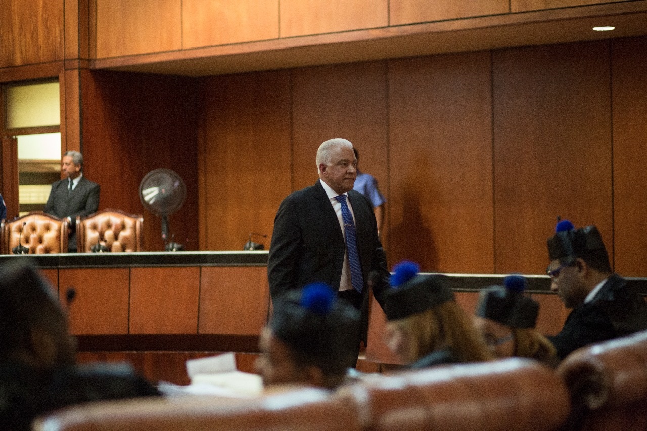 El presidente del PRM y expresidente del Senado, Andrés Bautista, durante la audiencia ante el juez de la Suprema Corte de Justicia (SCJ), que dio comienzo al conocimiento de medidas de coerción contra acusados en los sobornos  Odebrecht. 