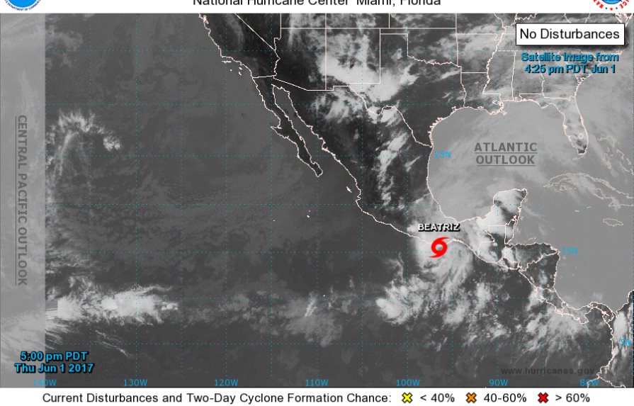 Tormenta tropical Beatriz se acerca al estado de Oaxaca 