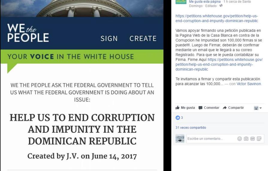 Inician campaña que pide a “Estados Unidos ayuda para acabar con la corrupción”