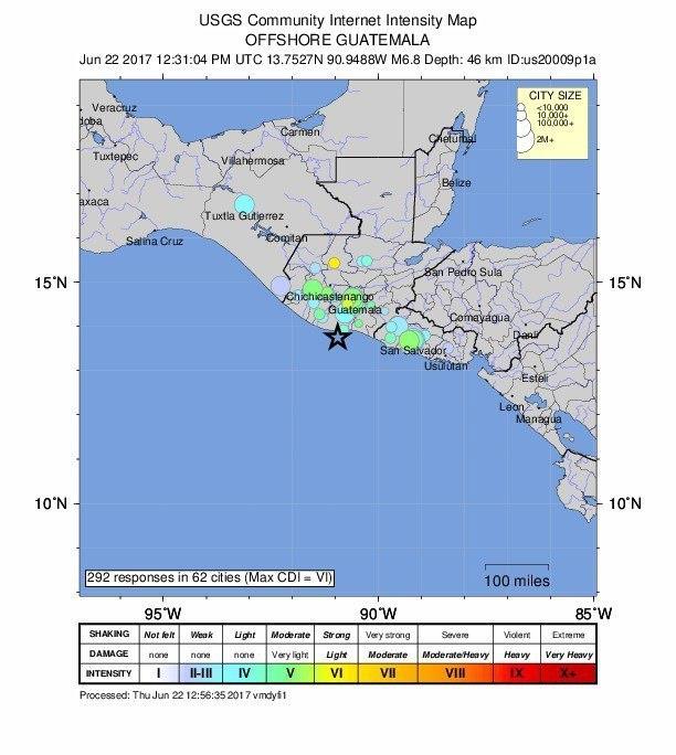 Sismo en Guatemala fue de magnitud 6,7 en la escala de Richter