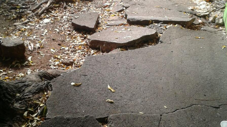 Aceras destruidas: causa de tropezones y motivo de queja en el Mirador Norte