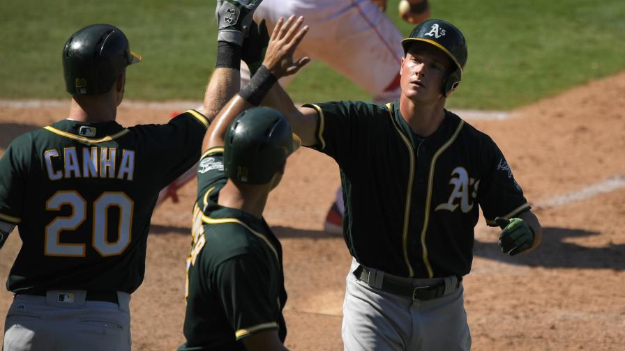 Atléticos ganan con rally después de dos outs a los Angelinos