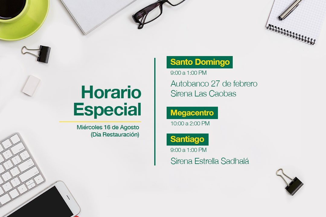 Horario especial del Banco Caribe.