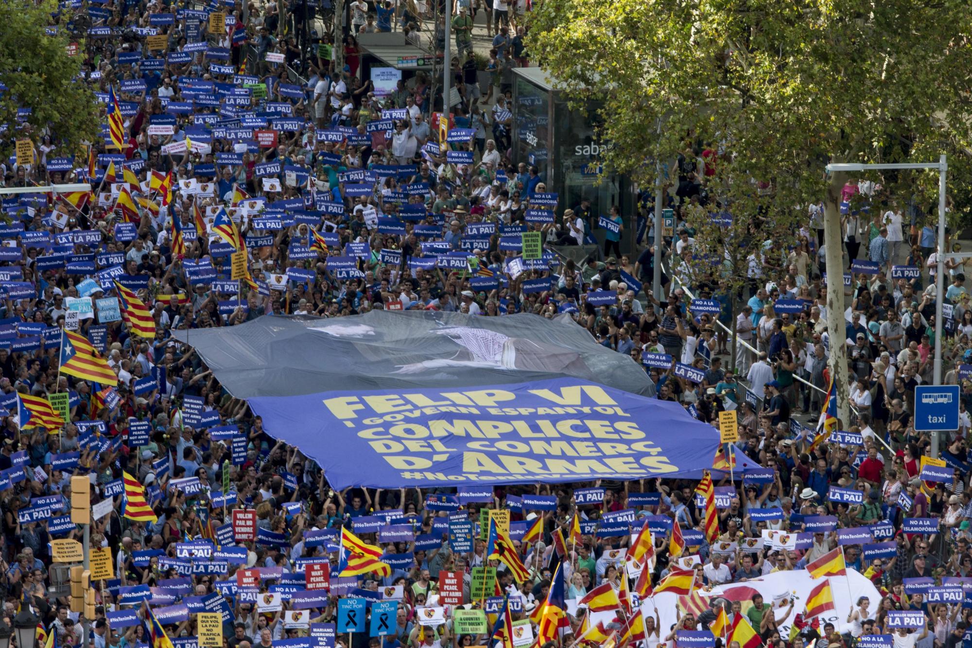 Manifestación contra los atentados yihadistas en Cataluña.