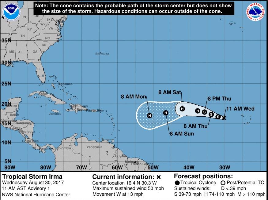 Se forma en el Atlántico la tormenta Irma