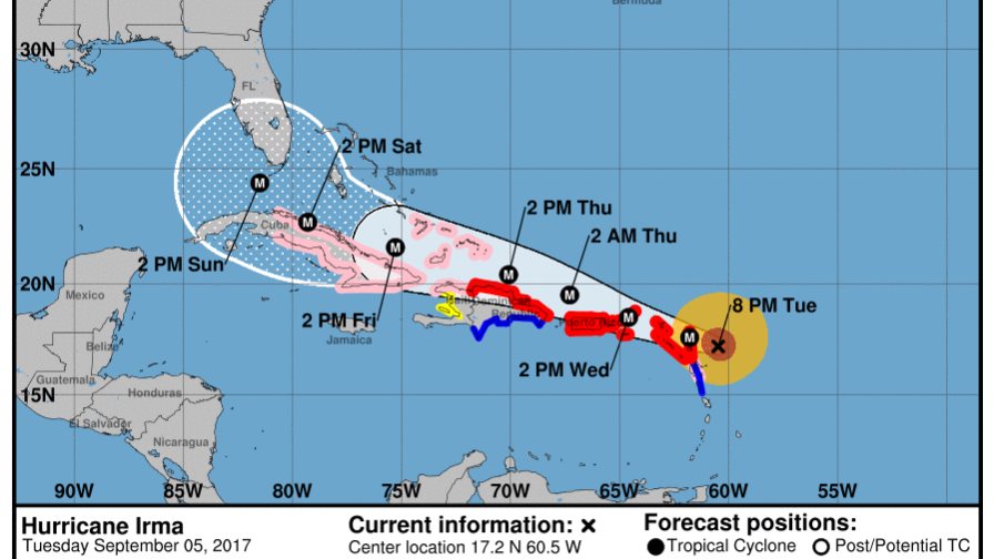 Irma sigue movimiento hacia el oeste y se acerca a las islas de Sotavento Irma sigue movimiento hacia el oeste y se acerca a las islas de Sotavento