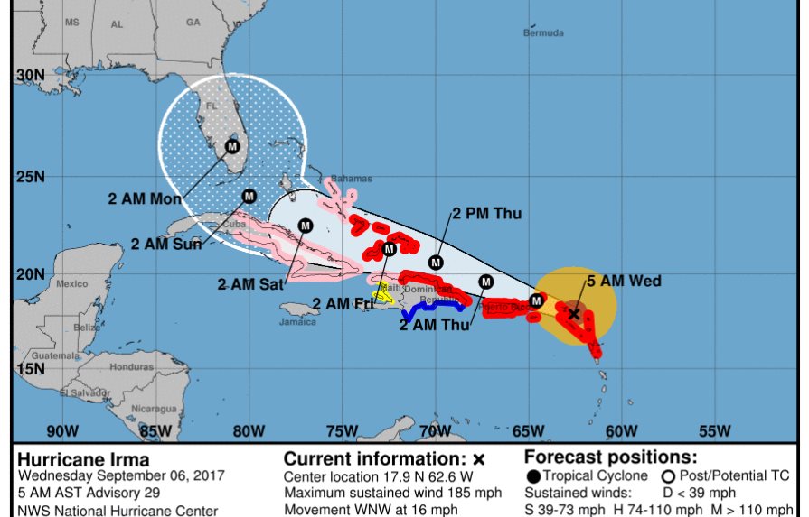 Irma aumentó su velocidad de traslación mientras avanza hacia Puerto Rico