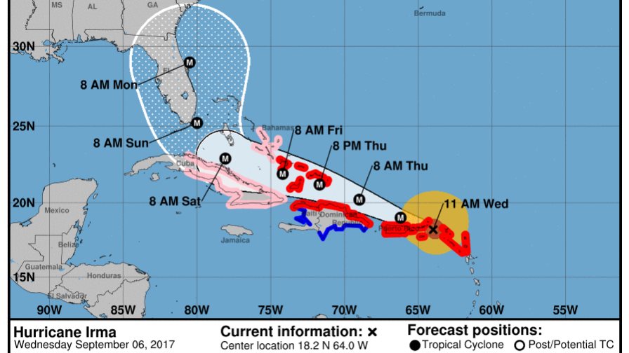 Irma se acerca a Puerto Rico, afectará a República Dominicana el jueves Irma se acerca a Puerto Rico, afectará a República Dominicana el jueves