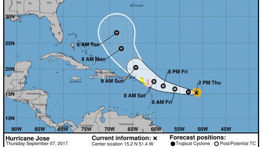 Huracán José se intensifica en el Atlántico a categoría 3 en escala de 5 Huracán José se intensifica en el Atlántico a categoría 3 en escala de 5