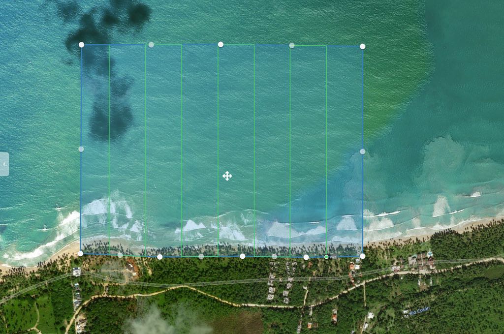 Ejemplo de un barrido utilizando la aplicación Drone Deploy en Cosón, Samaná.