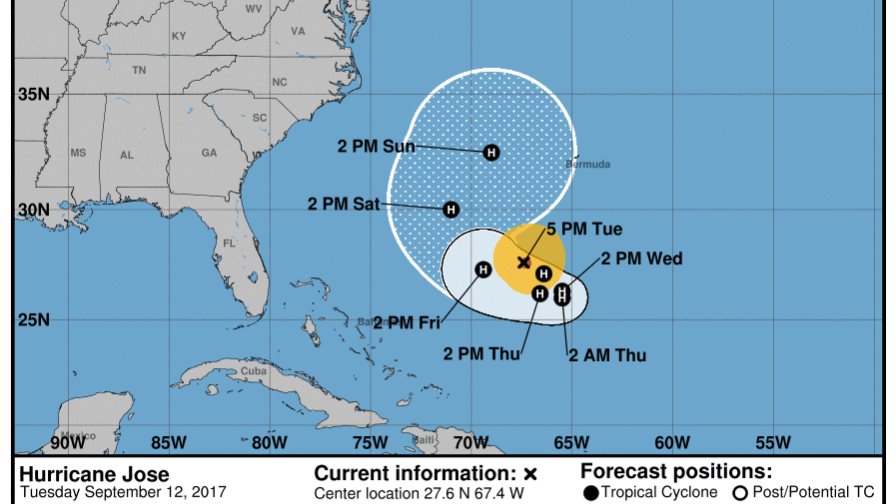 El huracán José se debilita en su deambular al noreste de las Bahamas El huracán José se debilita en su deambular al noreste de las Bahamas