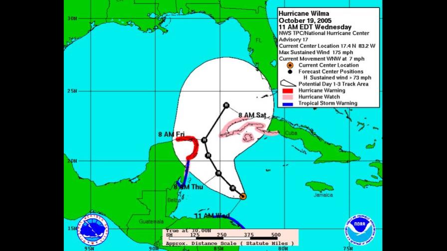 Con vientos de 280 k/p/h Wilma se convierte en mayor huracán de la historia; derrumba casas en Cuba