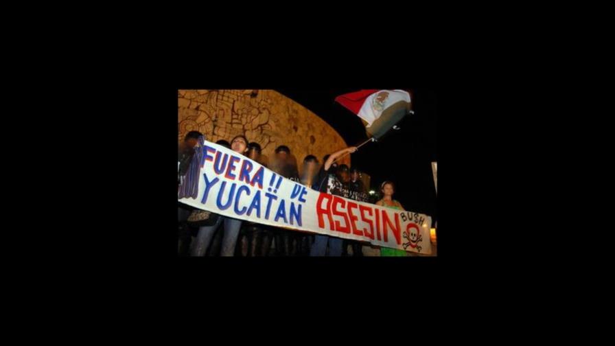 Bush y Calderón analizan migración y seguridad en reunión en el este de México