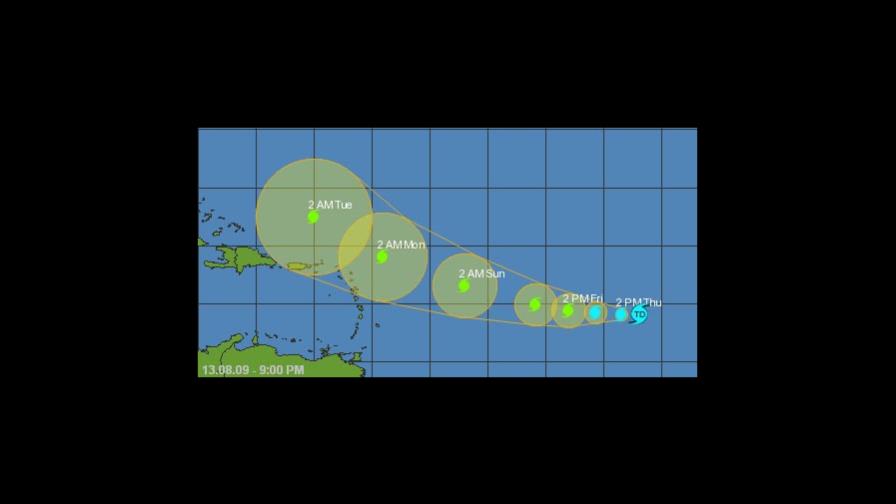 Trayectoria de depresión tropical Dos más cerca de El Caribe