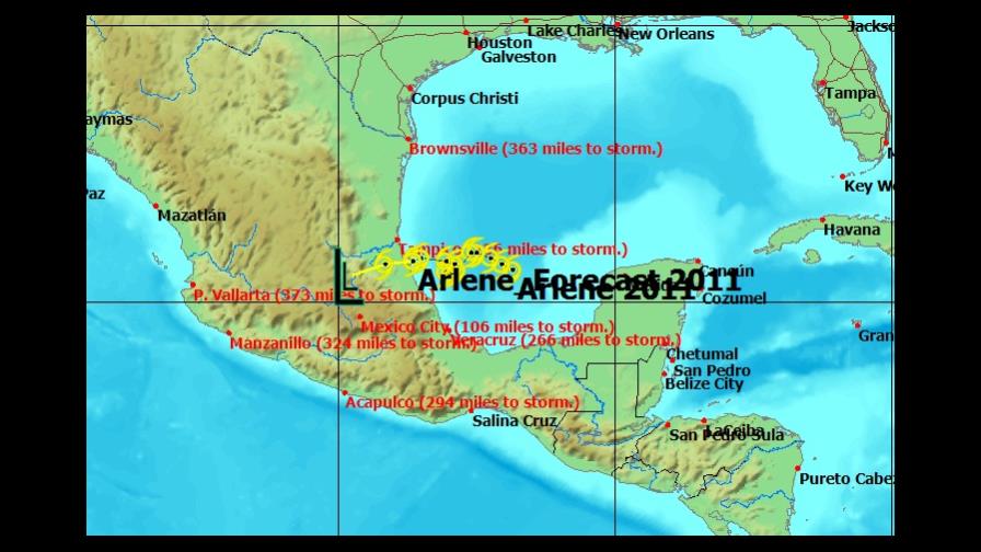 Tormenta tropical Arlene entra a tierra en México Tormenta tropical Arlene entra a tierra en México