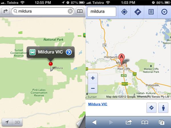 Apple soluciona varios errores de su sistema de mapas en Australia