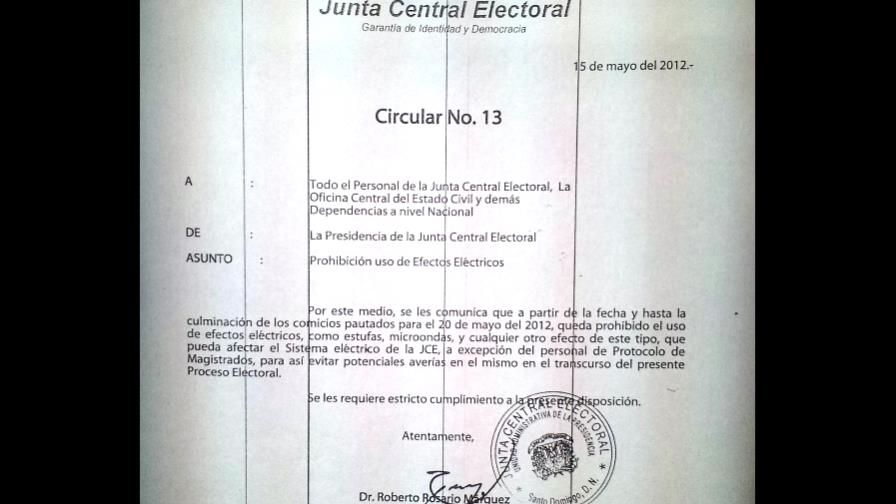 La JCE prohíbe a su personal utilizar equipos eléctricos