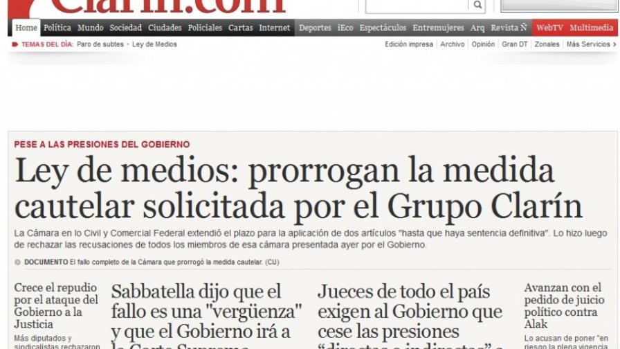 Argentina inicia acciones contra Grupo Clarín