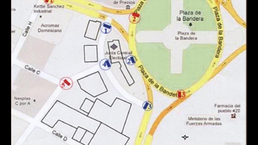 Limitarán tránsito en calles que cercan sede de JCE y Junta del DN