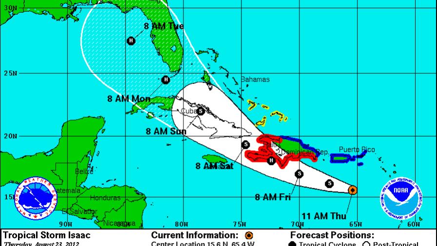 Isaac provocará lluvias entre 100 y 250 milimétros Isaac provocará lluvias entre 100 y 250 milimétros