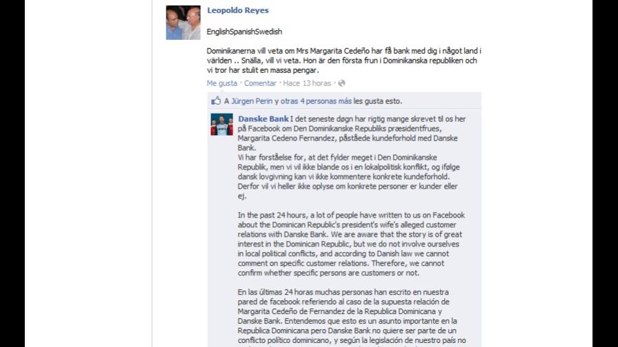 Dominicanos saturan el muro de Facebook del Danske Bank