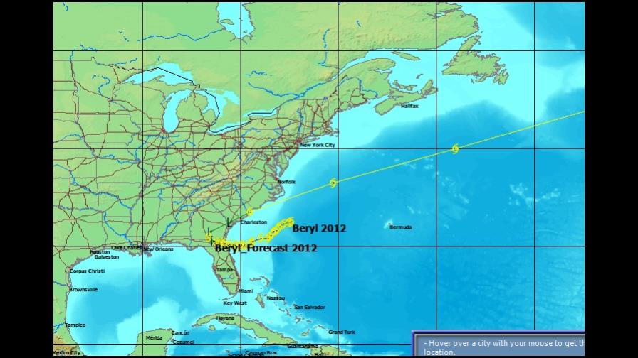 La depresión Beryl se fortalece antes de salir al Atlántico