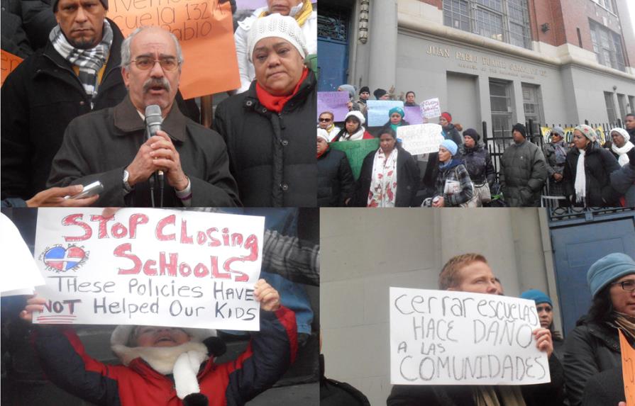 Dominicanos protestan por cierre de escuela Juan Pablo Duarte en Manhattan