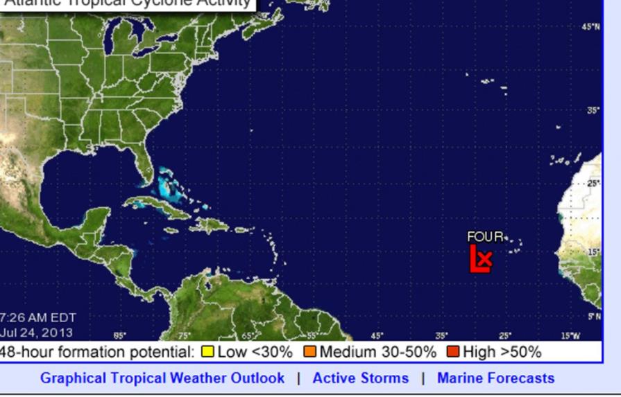 Se forma la cuarta depresión tropical en la cuenca atlántica