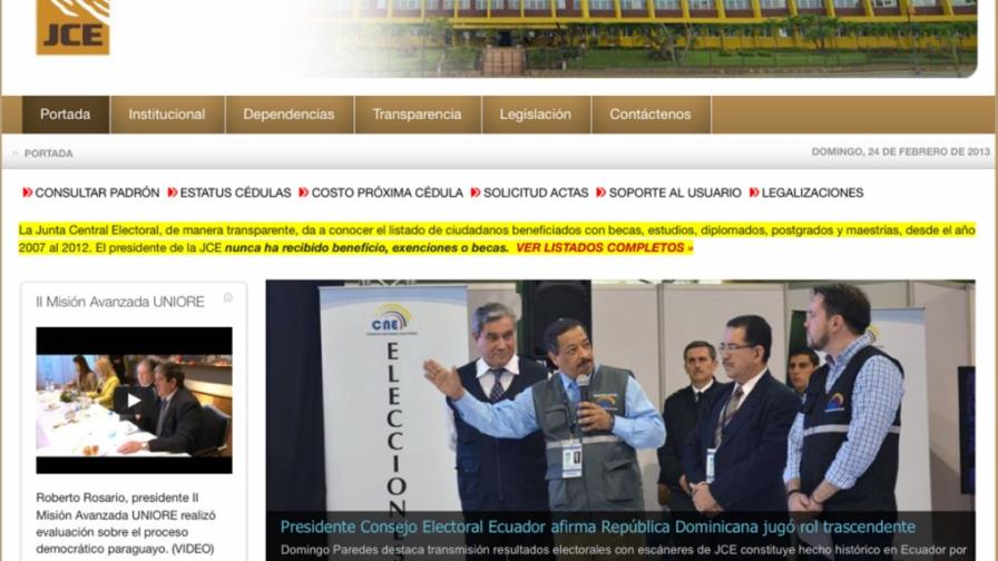 JCE cuelga en su página web informes finanzas incompletos
