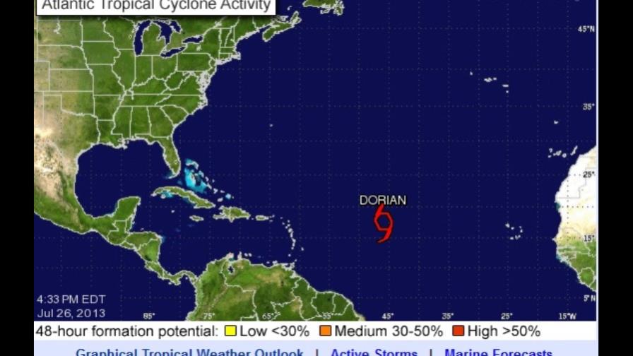 Tormenta Dorian se debilita y se mueve de forma desorganizada en el Atlántico Tormenta Dorian se debilita y se mueve de forma desorganizada en el Atlántico