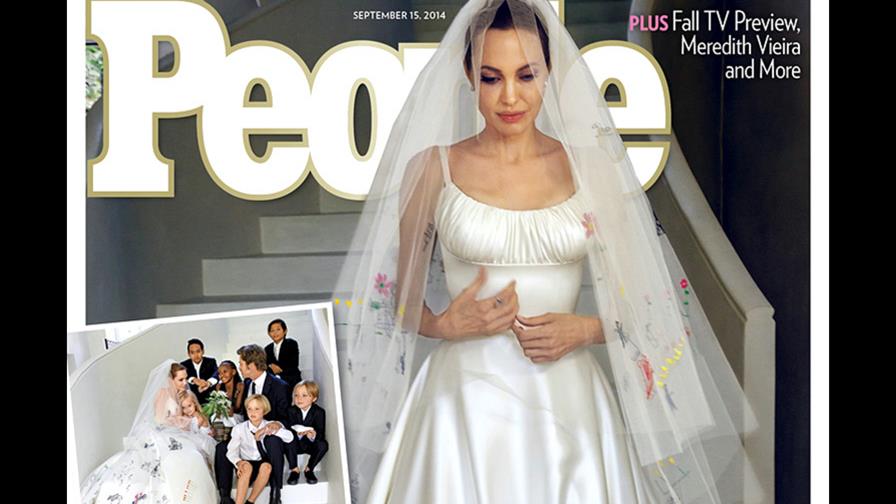 Adornos de lujo para el vestido de bodas de Angelina