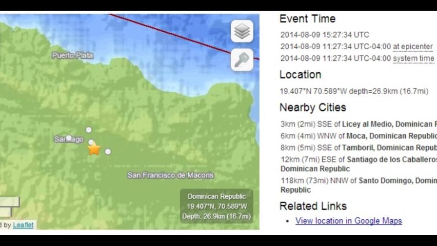 Temblor de 4.7 grados sacude el Cibao Temblor de 4.7 grados sacude el Cibao