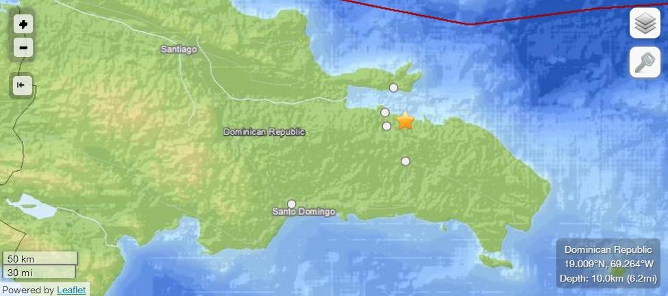 Se registra sismo de 4.2 grados en Samaná