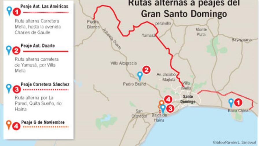 Las rutas alternas a los peajes de Santo Domingo son una aventura