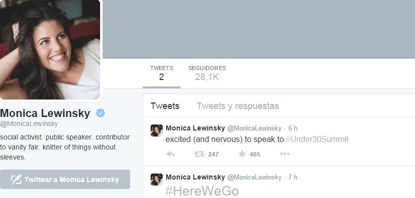 Monica Lewinsky se estrena en Twitter