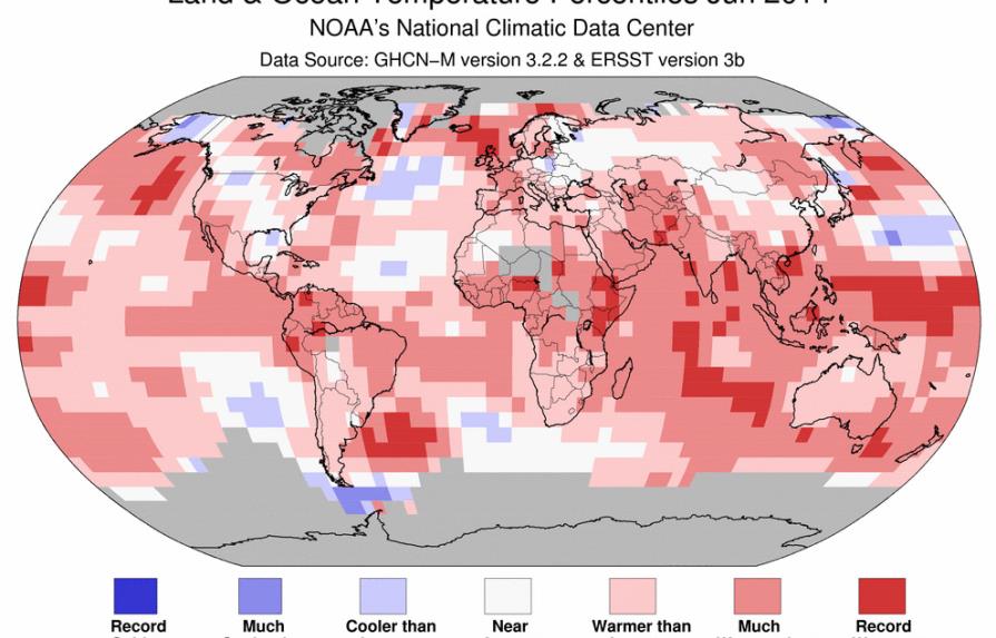 Junio fue el mes más cálido en la Tierra desde 1880, según la NOAA